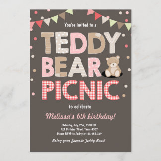 Teddy Bear Picnic Geburtstag Einladung Pink
