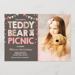 Teddy Bear Picnic Geburtstag Einladung Pink