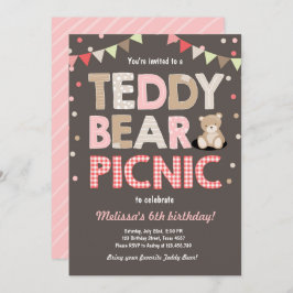 Teddy Bear Picnic Geburtstag Einladung Pink