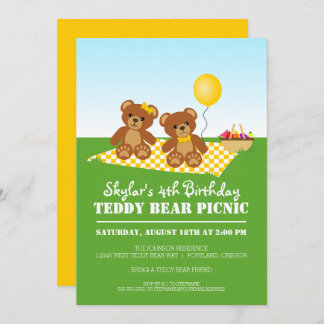 Teddy Bear Picnic Geburtstagsparty Einladung