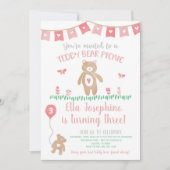Teddy Bear Picnic Geburtstagsparty Einladung (Vorderseite)