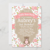 Teddy Bear Picnic Geburtstagsparty Einladung (Vorderseite)