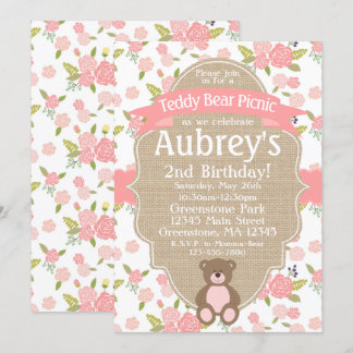 Teddy Bear Picnic Geburtstagsparty Einladung