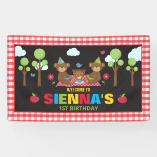 Teddy Bear Picnic Geburtstagsparty Hintergrund Banner