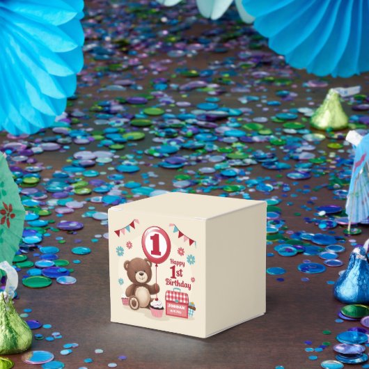 Teddy Bear Picnic Happy 1. Geburtstag Papierplatte Geschenkschachtel (Party)