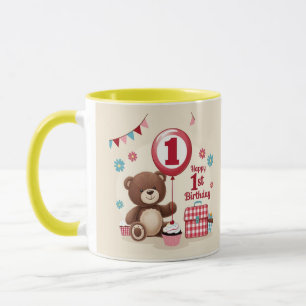 Teddy Bear Picnic Happy 1. Geburtstag Papierplatte Tasse