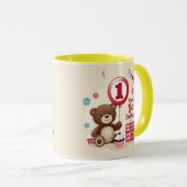 Teddy Bear Picnic Happy 1. Geburtstag Papierplatte Tasse (VorderseiteRechts)