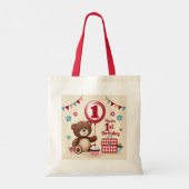 Teddy Bear Picnic Happy 1. Geburtstag Tragetasche (Rückseite)