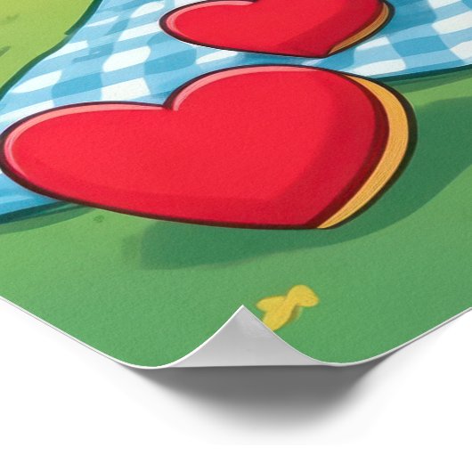 Teddy Bear Picnic Heart Sandwich Wall Art Poster (Ecke)