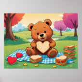 Teddy Bear Picnic Heart Sandwich Wall Art Poster (Vorne)