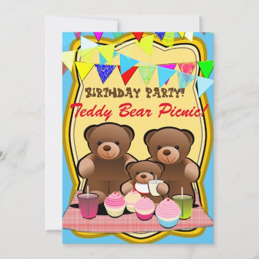 Teddy Bear Picnic Kids Party Einladung (Vorderseite)