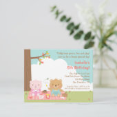 Teddy Bear Picnic Kindergeburtstag Party Einladung (Stehend Vorderseite)