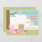 Teddy Bear Picnic Kindergeburtstag Party Einladung (Vorne/Hinten)