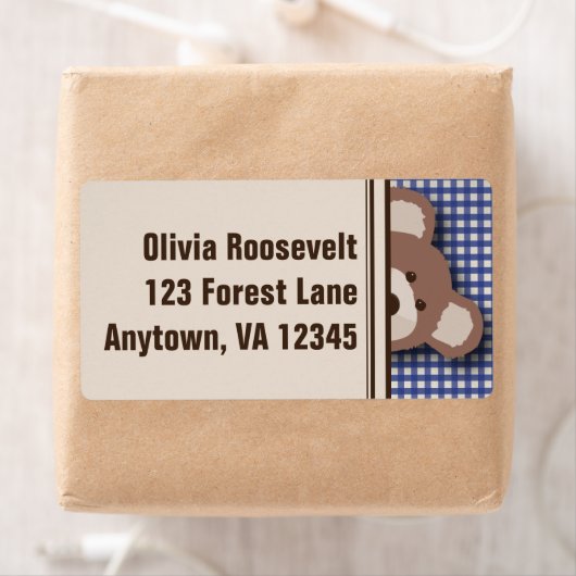 Teddy Bear Picnic Label - Blue Gingham (Insitu)