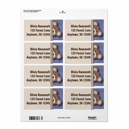 Teddy Bear Picnic Label - Blue Gingham (Vorne)