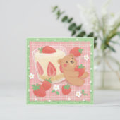 Teddy Bear Picnic mit Erdbeeren Karte (Stehend Vorderseite)