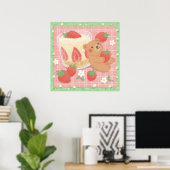 Teddy Bear Picnic mit Erdbeeren Poster (Heimbüro)
