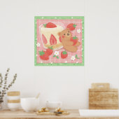 Teddy Bear Picnic mit Erdbeeren Poster (Küche)