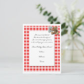 Teddy Bear Picnic mit roten und weißen Tabletten Einladung (Stehend Vorderseite)