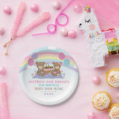 Teddy Bear Picnic Rainbow Twin Boy Girl Birthday Pappteller (Party)