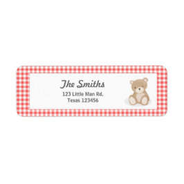 Teddy Bear Picnic Rücksendeadresse Etikett Rot bla