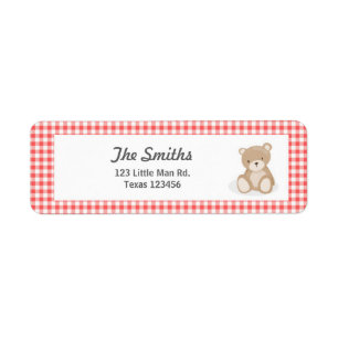 Teddy Bear Picnic Rücksendeadresse Etikett Rot bla
