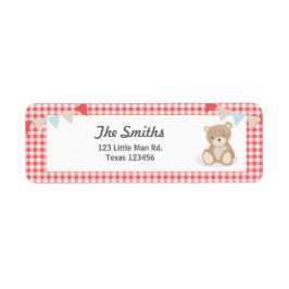 Teddy Bear Picnic Rücksendeadresse Etikett Rot bla