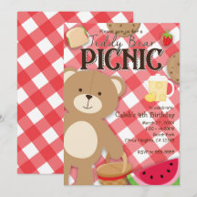 Teddy Bear Picnic Sommer Geburtstagsparty Einladun