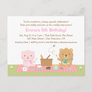 Teddy Bear Picnic Tea Party Einladung zum Geburtst