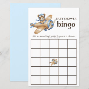Teddy Bear Pilot Baby Boy Dusche Bingo Spiel