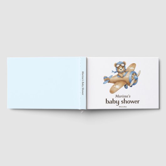 Teddy Bear Pilot Baby Boy Dusche Gästebuch (Voll)