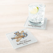 Teddy Bear Pilot Baby Boy Dusche Glasuntersetzer (Schrägansicht)
