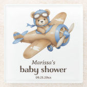 Teddy Bear Pilot Baby Boy Dusche Glasuntersetzer (Vorderseite)