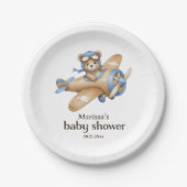 Teddy Bear Pilot Baby Boy Dusche Papierplatte Pappteller (Vorderseite)