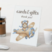 Teddy Bear Pilot Baby Boy Duschkarten und Geschenk Sockelschild (In SItu)