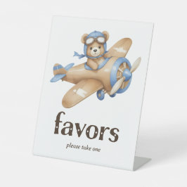 Teddy Bear Pilot Baby Boy Shower Favoriten Sockelschild