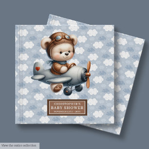 Teddy Bear Pilot Baby Dusche Gästebuch Blue Thema
