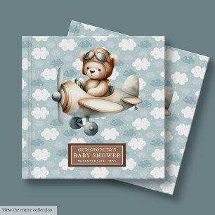 Teddy Bear Pilot Baby Shooter Guest Book for Boys Gästebuch