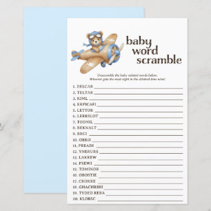 Teddy Bear Pilot Baby Shooter Word Scramble Game