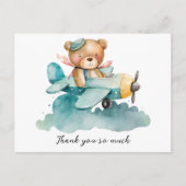 Teddy Bear Pilot Babydusche Vielen Dank Postkarte (Vorderseite)