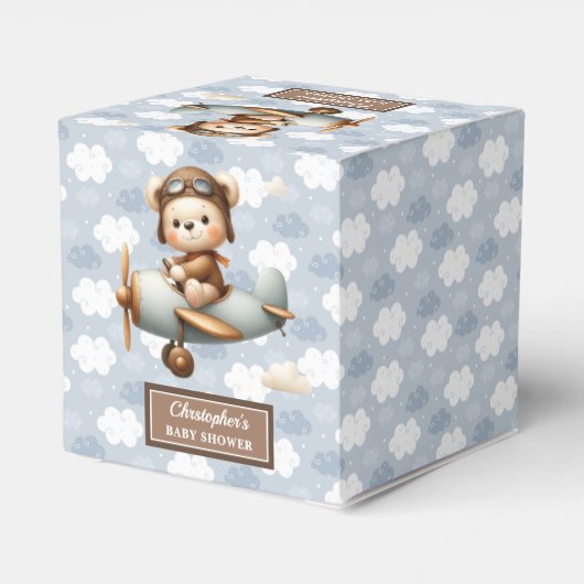 Teddy Bear Pilot Blue Gastgeschenk Box Geschenkschachtel (Rückseite)