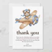 Teddy Bear Pilot Boy Baby Dusche Dankeskarte (Vorderseite)