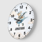 Teddy Bear Pilot in a Sky Adventure Große Wanduhr (Winkel)