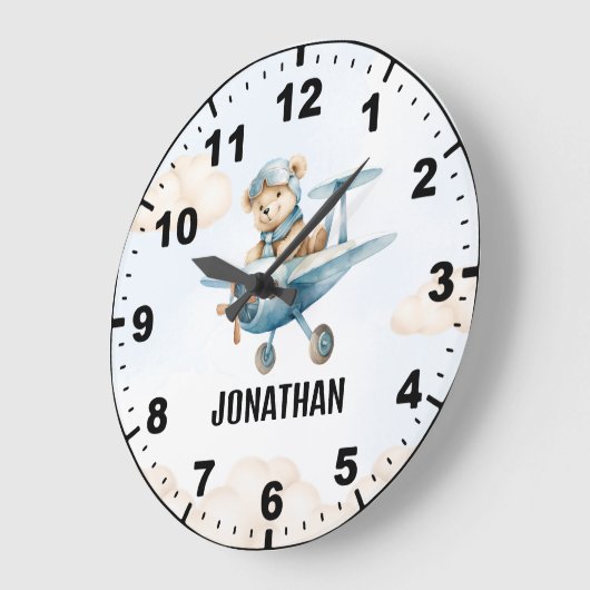 Teddy Bear Pilot in a Sky Adventure Große Wanduhr (Winkel)