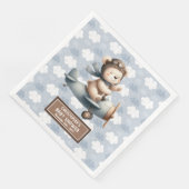 Teddy Bear Pilot Kinderdusche Napkins Personalisie Serviette (Ecke)