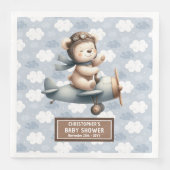 Teddy Bear Pilot Kinderdusche Napkins Personalisie Serviette (Vorderseite)