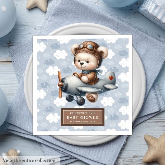 Teddy Bear Pilot Napkins Baby Dusche Feier Serviette