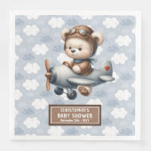 Teddy Bear Pilot Napkins Baby Dusche Feier Serviette (Vorderseite)