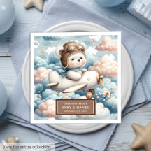 Teddy Bear Pilot Napkins Baby Duschtisch Dekoratio