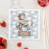 Teddy Bear Pilot Napkins Personalisierte Babydusch Serviette (Beispiel)